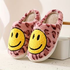 Leopard Print Fuzzy Slippers Soft Plush Shoes Winter Warm Indoor Slippers