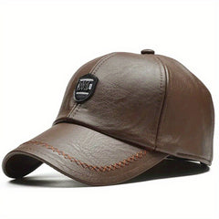 Men's British PU Leather Baseball Cap Adjustable Breathable Hat