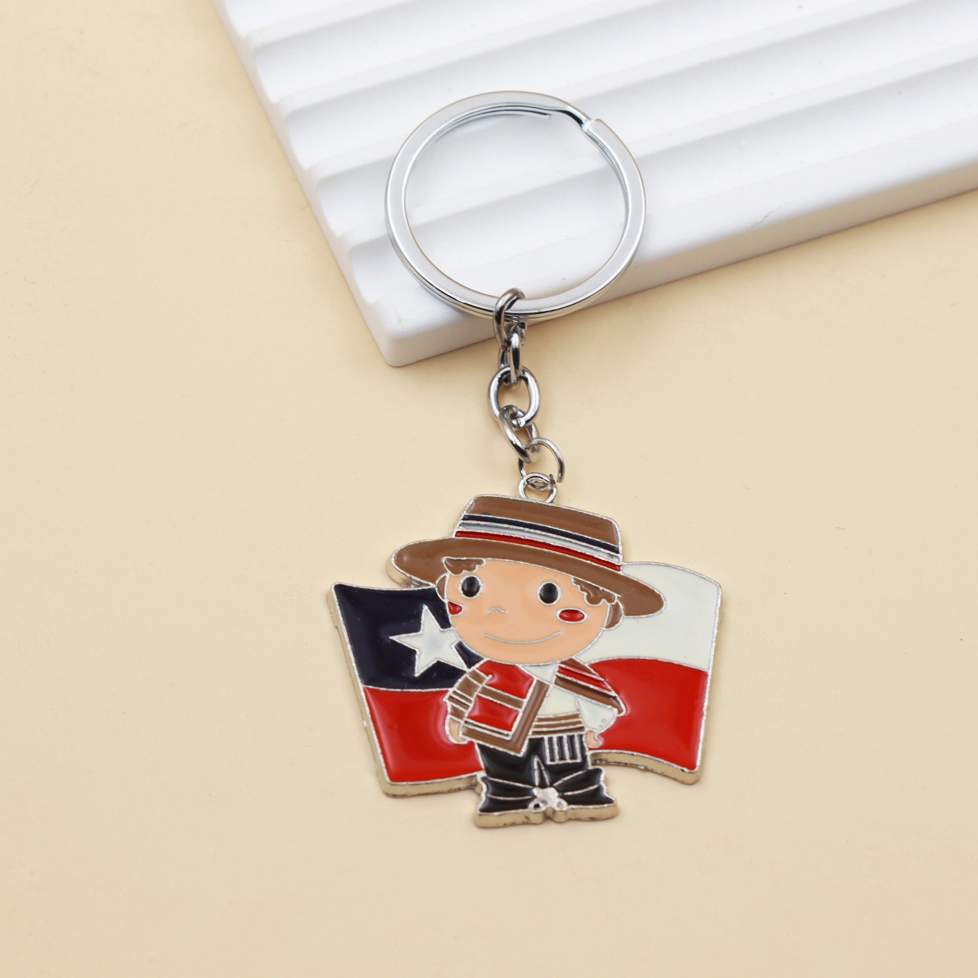 Cartoon Cowboy Keychain Enamel Alloy Backpack Ornament Key Holder