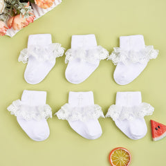 3 Pairs Baby Cross Embroidery Socks for Girls