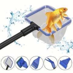Aquarium Tank Clean Set Accessories Fish Net Rake Scraper Brush