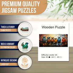 Owl Family Wooden Puzzle Irregular Animal Shaped Jigsaw Puzzle
