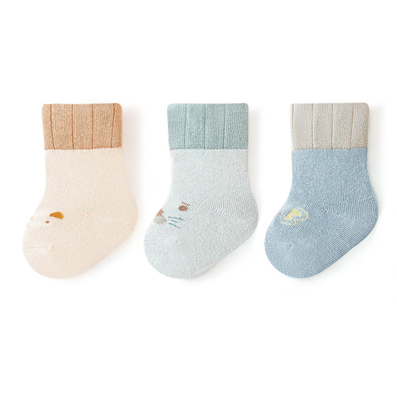 3 Pairs Baby Cartoon Pattern Socks for Autumn Winter