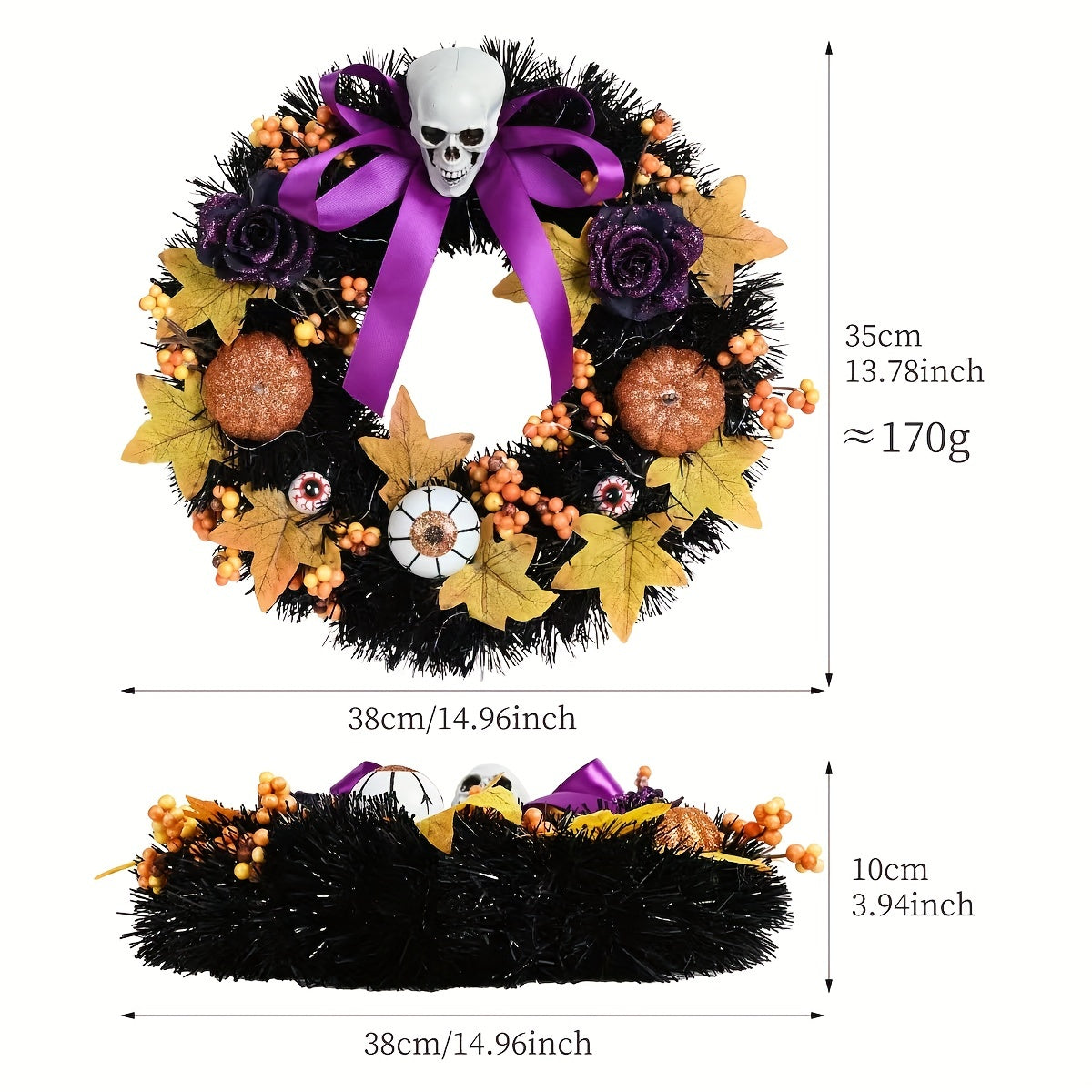 Halloween Wreath Ghost Pumpkin Horror Hanging Pendant Skeleton