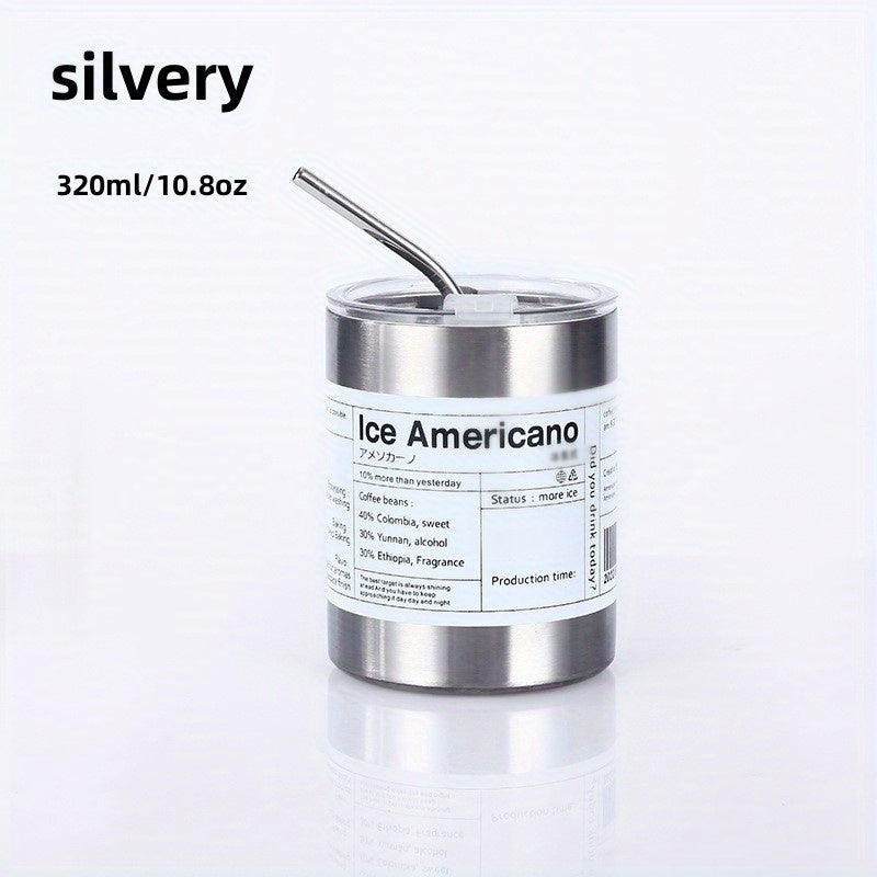 Insulated Vacuum Flask with Straw Stainless Steel Thermal Bottle