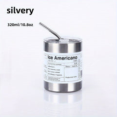 Insulated Vacuum Flask with Straw Stainless Steel Thermal Bottle