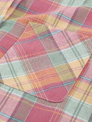 Colorblock Plaid Print Hooded Shacket