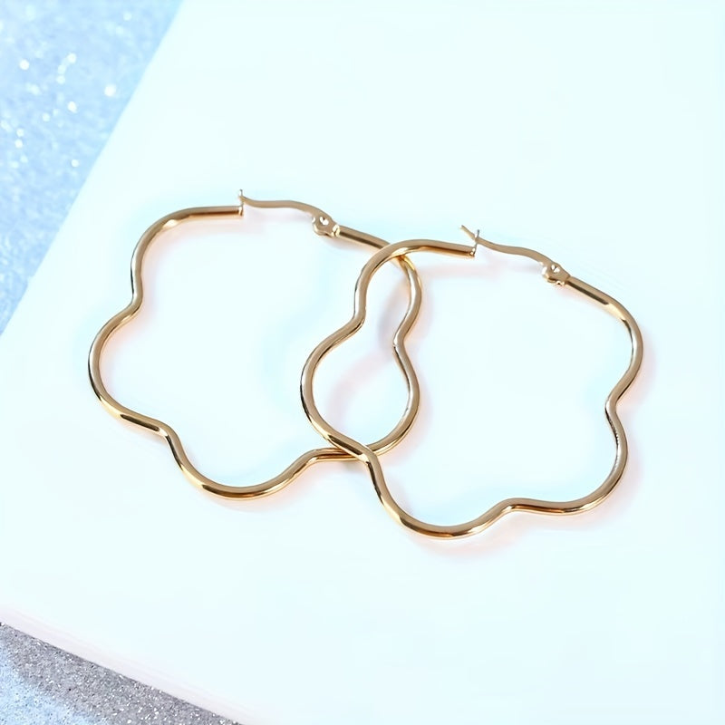 Y2K Plum Hoop Earrings, 18K Gold Plated, Daily Wear for Girls
