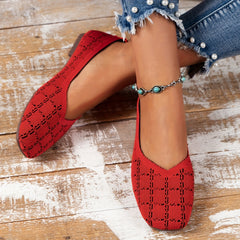 Women's Breathable Knit Slip On Flat Shoes Low Top Lightweight Shoes