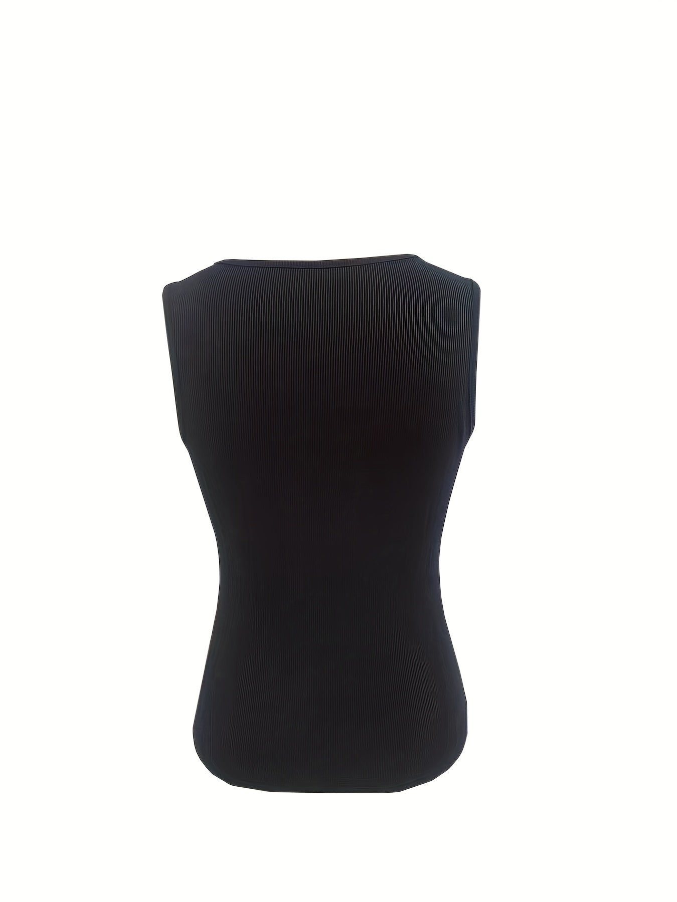 Sleeveless Button Front Tank Top - Casual Crew Neck Summer Top