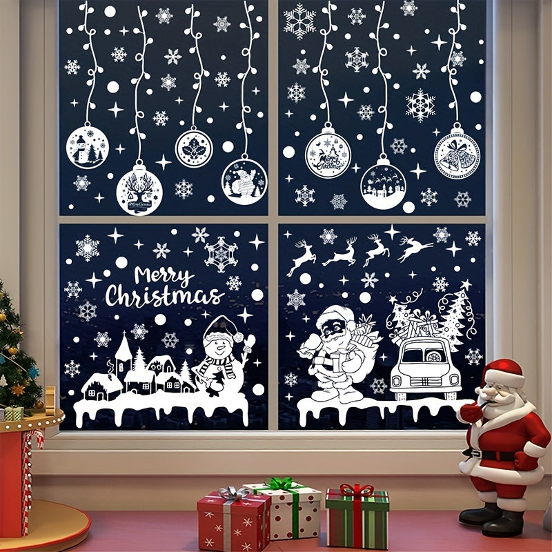 237pcs Christmas Window Stickers Reusable Xmas Window Clings Decals