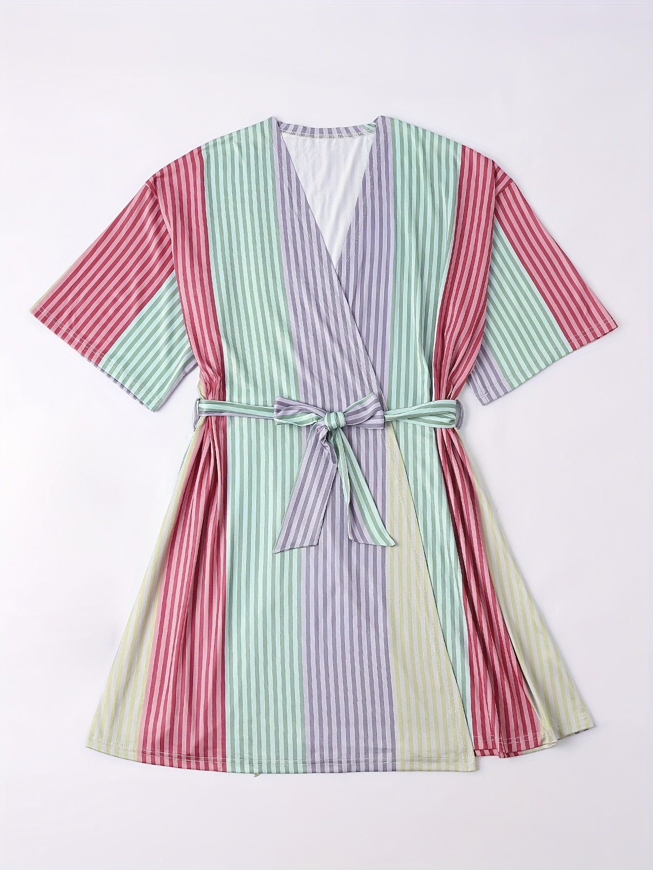 Rainbow Striped Short Sleeve Nightgown
