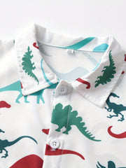 Boy's Dino 2pc Shirt & Shorts Set Kids Casual Summer Outfit