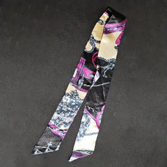 2pcs Purple Skinny Scarf & Scarf Ring Set - Neckerchief Twilly Scarf & Faux Pear