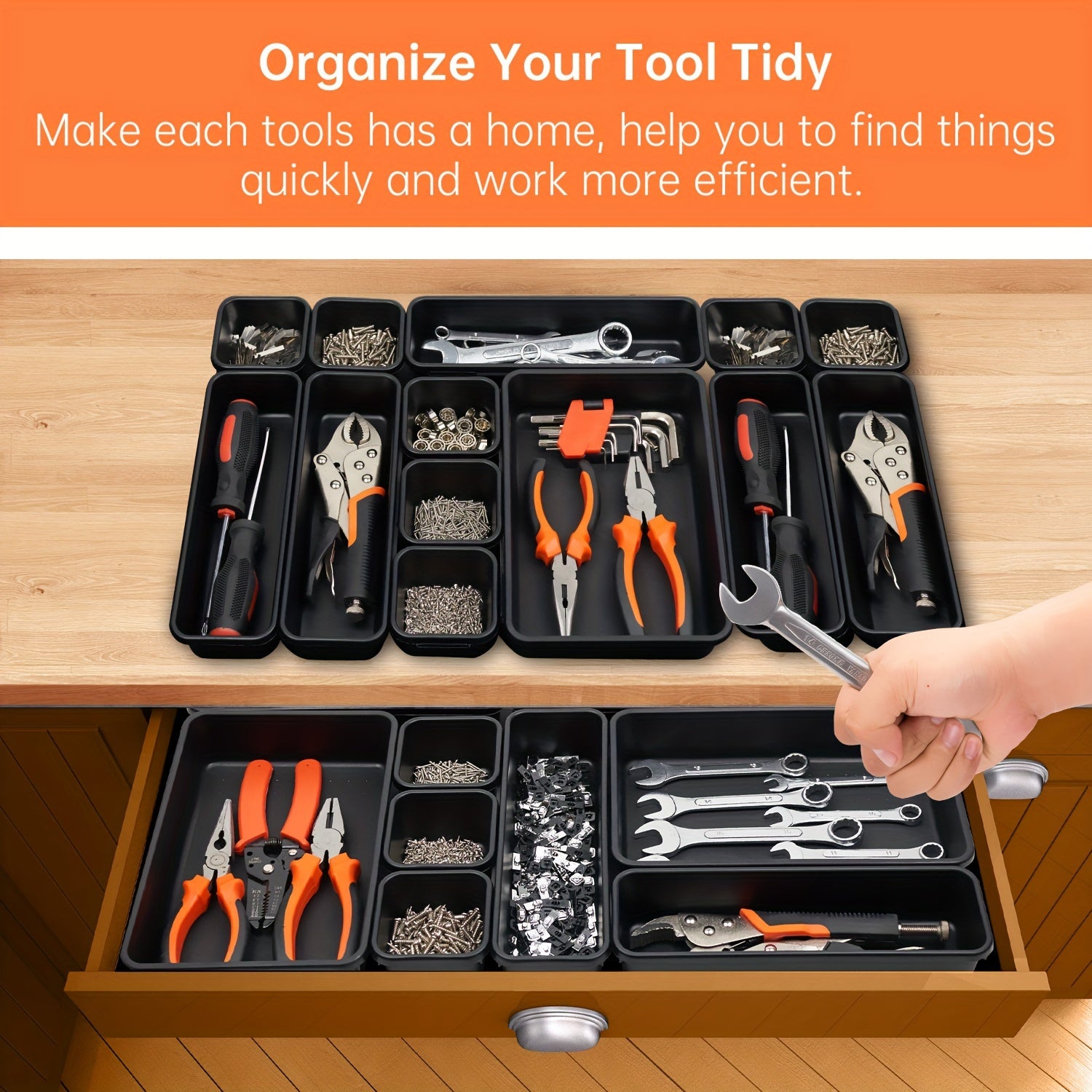 Tool Storage Box Organizer Tray Divider Set Desk Drawer Garage Organization