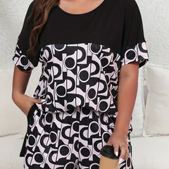 Geometric Print Top & Shorts Set