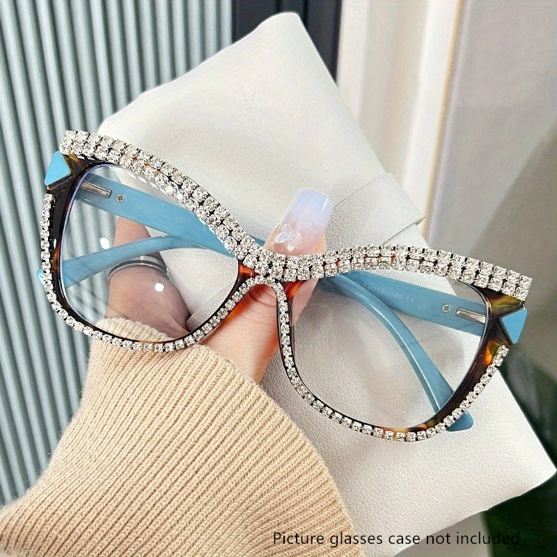 Clear Lens Rhinestone Square Frame Eyeglasses