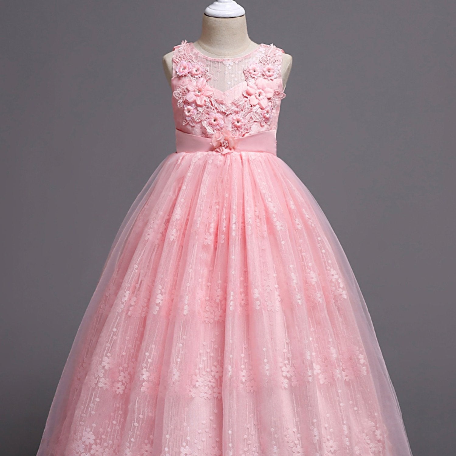 Christmas Toddler Girls Flower Plant Embroidery Lace Party Dress