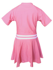 Girls Splicing Short Sleeve Zip Swimwear