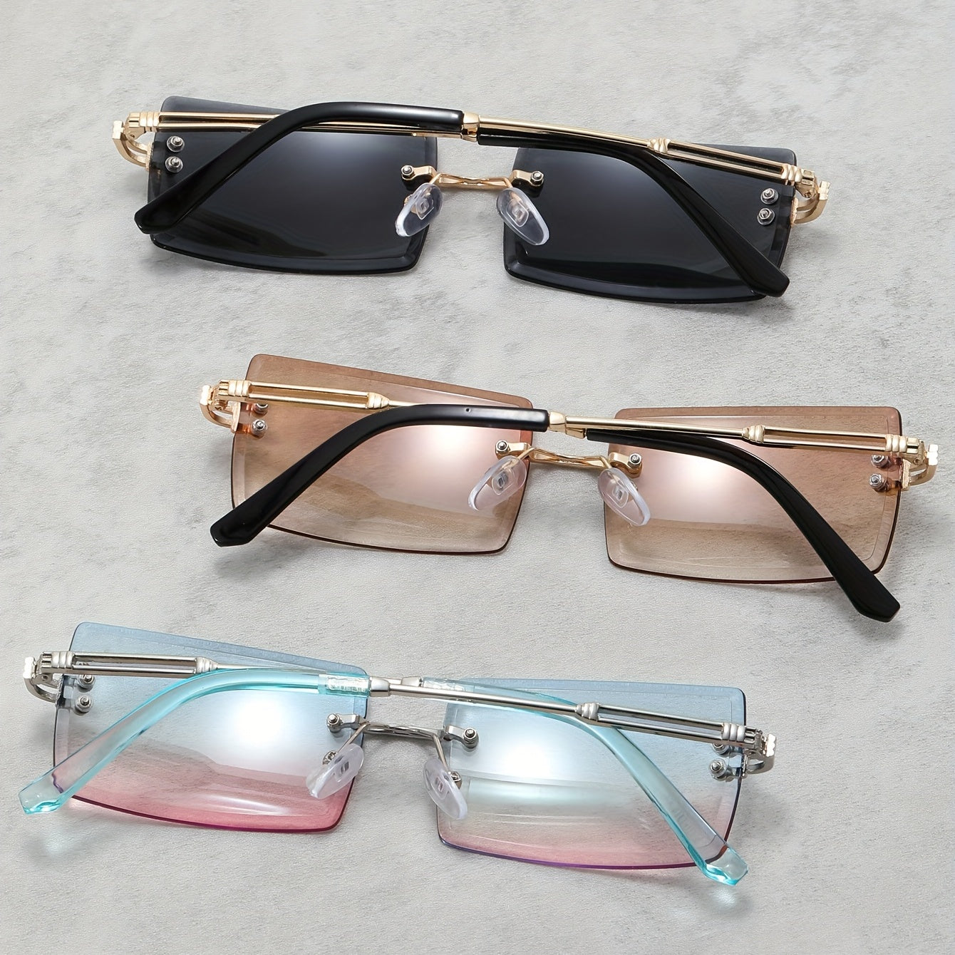 Men's Square Rimless Sunglasses UV Protection for Sports