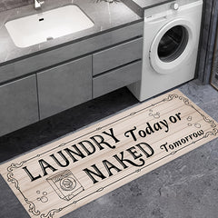Laundry Room Runner Rug Non Slip Floor Mat Wooden Board Letter Hallway Entry Rug