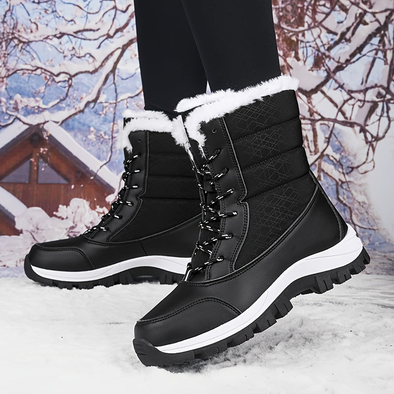 Women's Faux Fur Lined Snow Boots Warm Winter Outdoor Hiking Boots