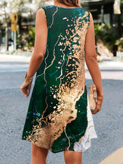 Marble Print Sleeveless Tank Dress for Women