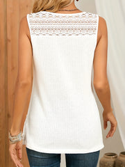 Lace Embroidery Trim V-Neck Tank Top Sleeveless