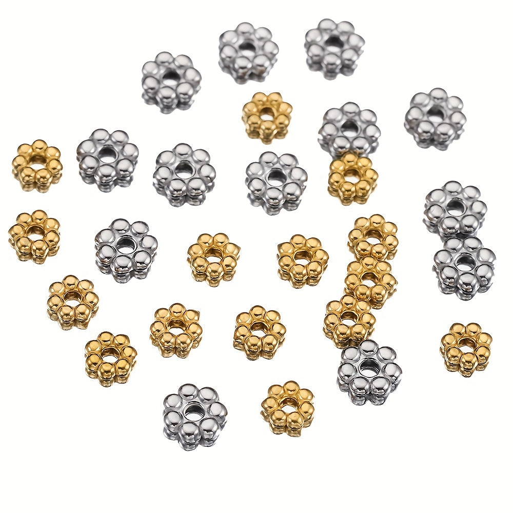 50pcs Golden Daisy Spacer Beads Charms for DIY Jewelry Making