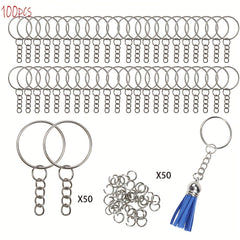 100pcs Key Ring Set Split Round Keychain Rings Bulk