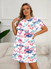Heart & Graffiti Print Tee Nightdress