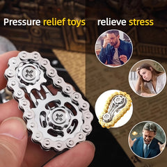 Metal Finger Spinning Top with Chain Novelty Toy Stress Reliever