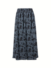 High Waist Floral Print Midi Skirt Y2K Summer Women's Clothing