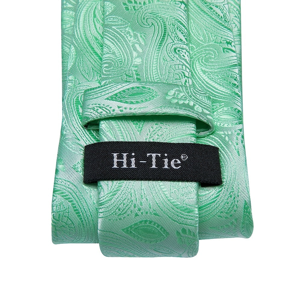 Paisley Silk Tie Set Jacquard Woven Necktie Hanky Cufflinks
