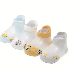 4 Pairs Baby Cartoon Car Robot Helicopter Ankle Socks Summer Toddlers