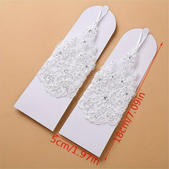 Bridal Wedding Gloves Sunscreen Lace Gloves Inlaid Rhinestone