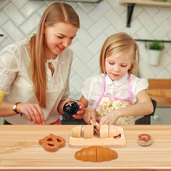 13pcs Wooden Bread Cutting Board Role Playing and Family Interaction