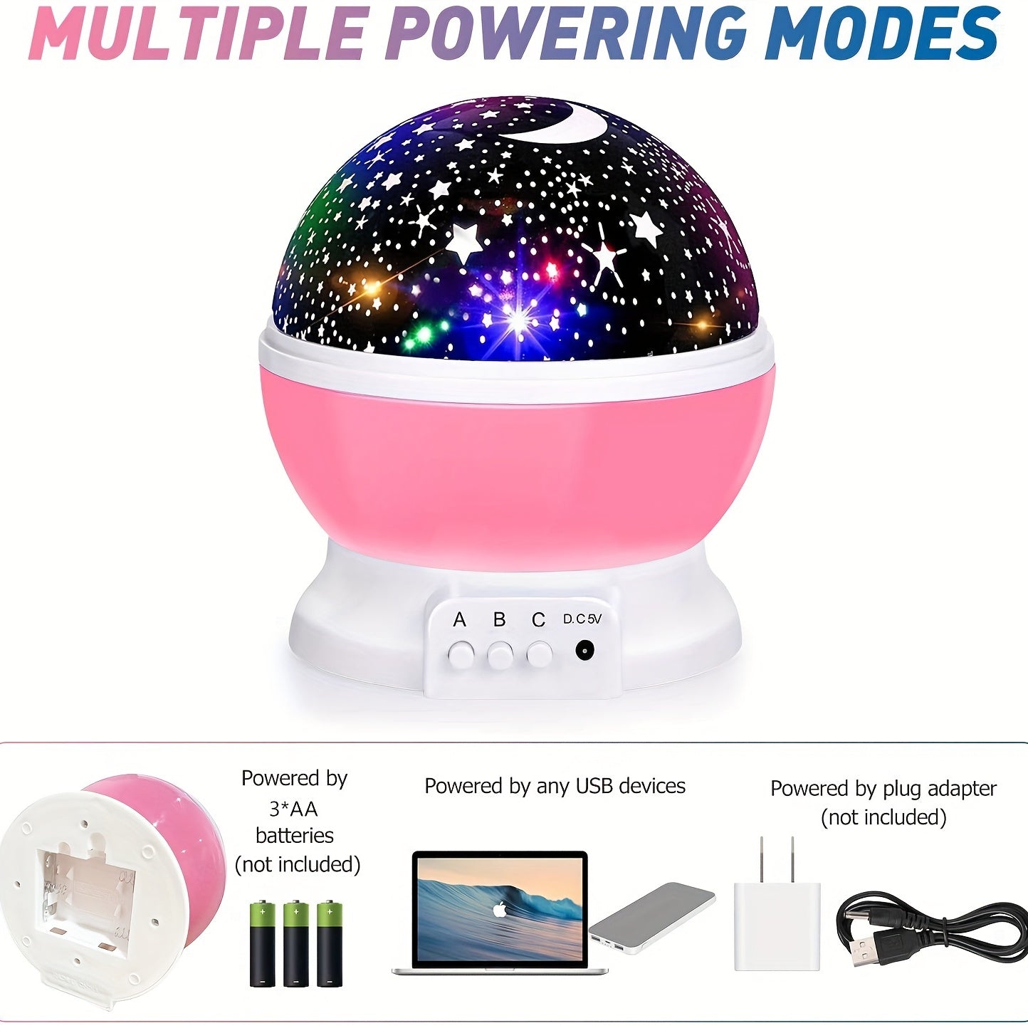 Kids Star Night Light Moon and Star Projector