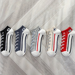 5 Pairs Funny Low Cut Canvas Shoes Socks Women's Stockings