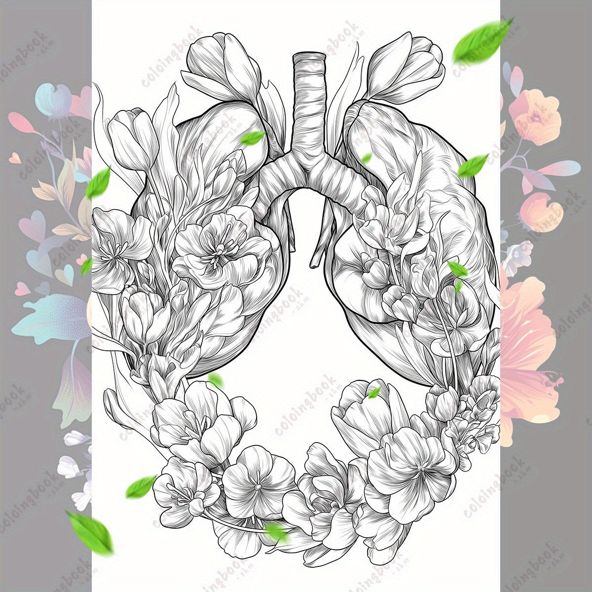 Botanical Anatomy Coloring Book for Adults Floral Heart Designs