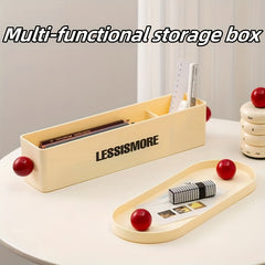 Wooden Desktop Storage Box with Round Handle - Bedroom Living Room Organizer