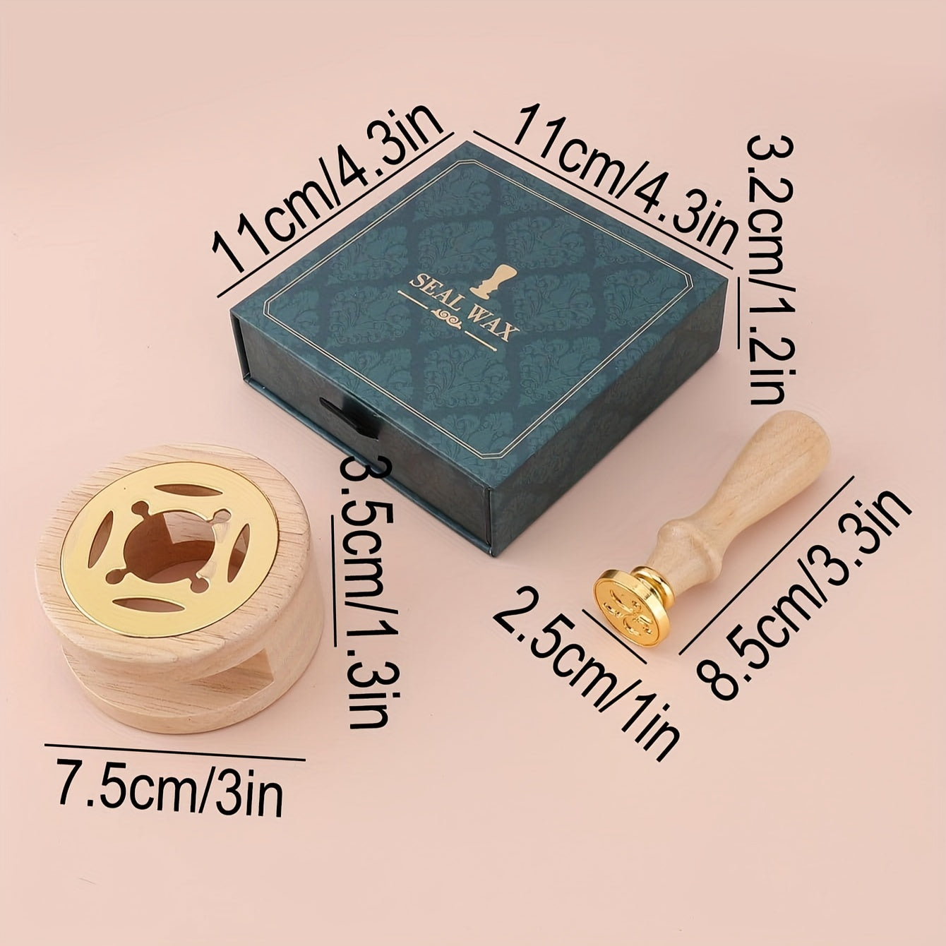 Green Retro Style Wax Seal Set - 1 Wax Seal, 6 Copper Heads
