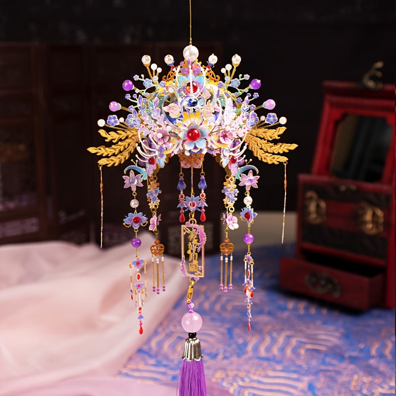 Phoenix Crown 3D Metal Puzzle Golden with Beads & Tassels - Ideal Gift