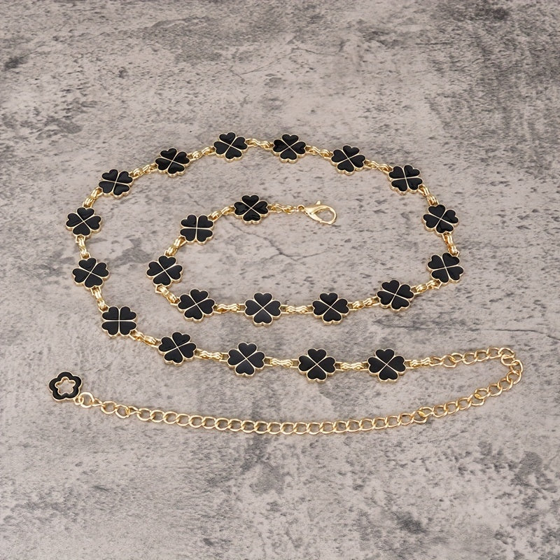Lucky Clover Golden Waist Chain & Reversible Belly Chain
