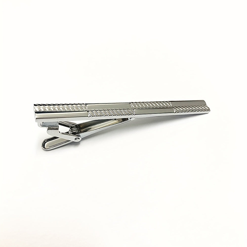 Asymmetrical Cut Pattern Tie Clip Steel