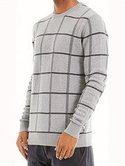 Men's Casual Plaid Sweater Loose Fit Comfy Pullover