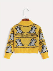 Kids Jacquard Zip Up Knit Cardigan Sweater Coat