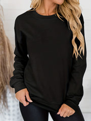 Solid Crew Neck Pullover Sweatshirt for Women
