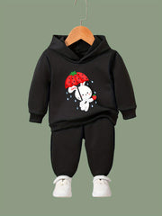 Girls Rabbit Pattern Hooded Sweatshirt and Sweatpants Set