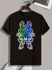 Colorful Rabbit Print Men's Graphic T shirt for Summer
